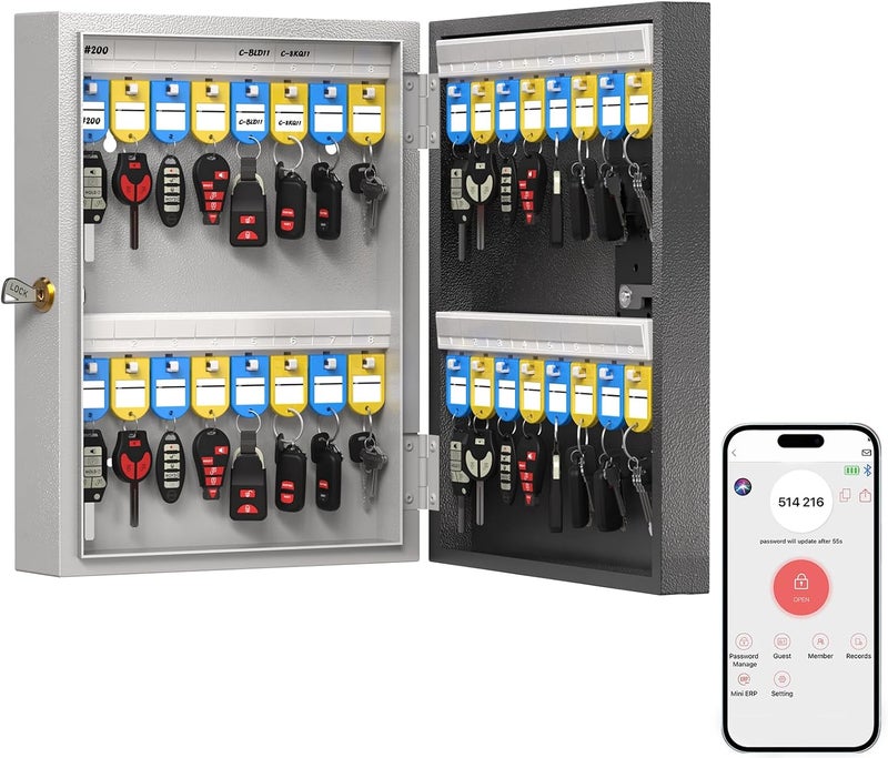 DiDiHere 32 Key Lock Box (Plus) Wall Mount, APP Bluetooth/OTP/Wi-Fi/Fixed Code/Key Unlock, Smart Key Cabinet with Key Tag, Key Organizer Holder box, Key Management Directory for Office, Valet, Car,Truck - Image 1